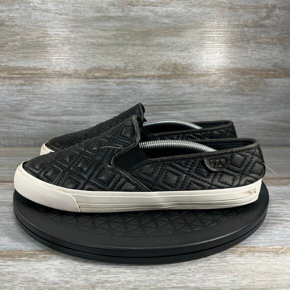 Tory Burch Shoes - Tory Burch Women’s Jesse Quilted Slip-on Black Leather Sneaker Flats Size 8.5
